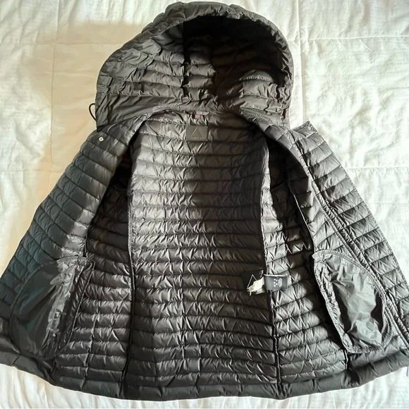 Atelier Noir Black Cortina Coat Quilted Jacket Duck Down Lamb Leather Trim Large - Picture 8 of 16